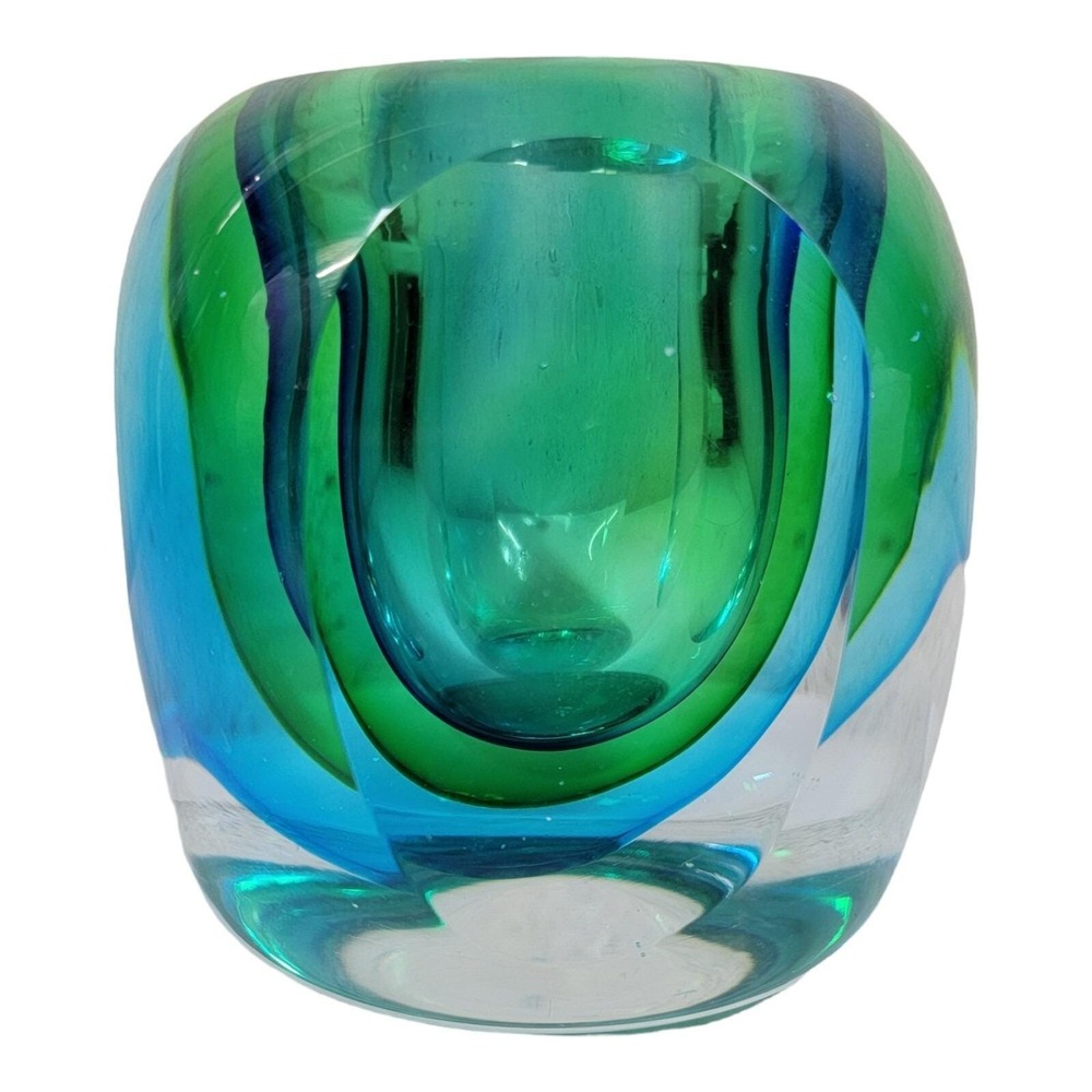 Flavio Poli‎ Italian Sommerso Murano Glass candle holder Vase Mcm vtg solid